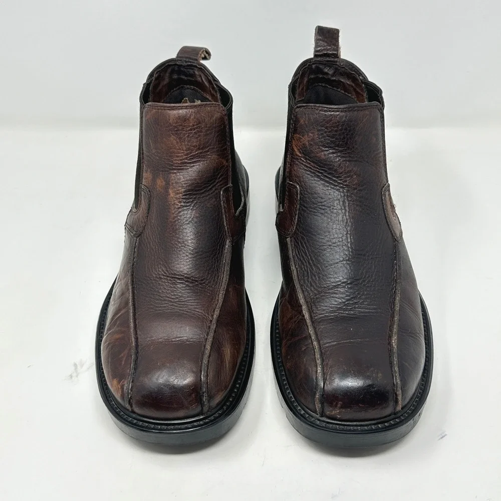 VTG GBX Mens Boots 11M Brown Leather Chelsea Chunky Square Workwear Streetwear